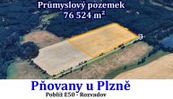 Prodej PR�MYSLOV�HO pozemku 76 524 m2,  P�ovany u Plzn�